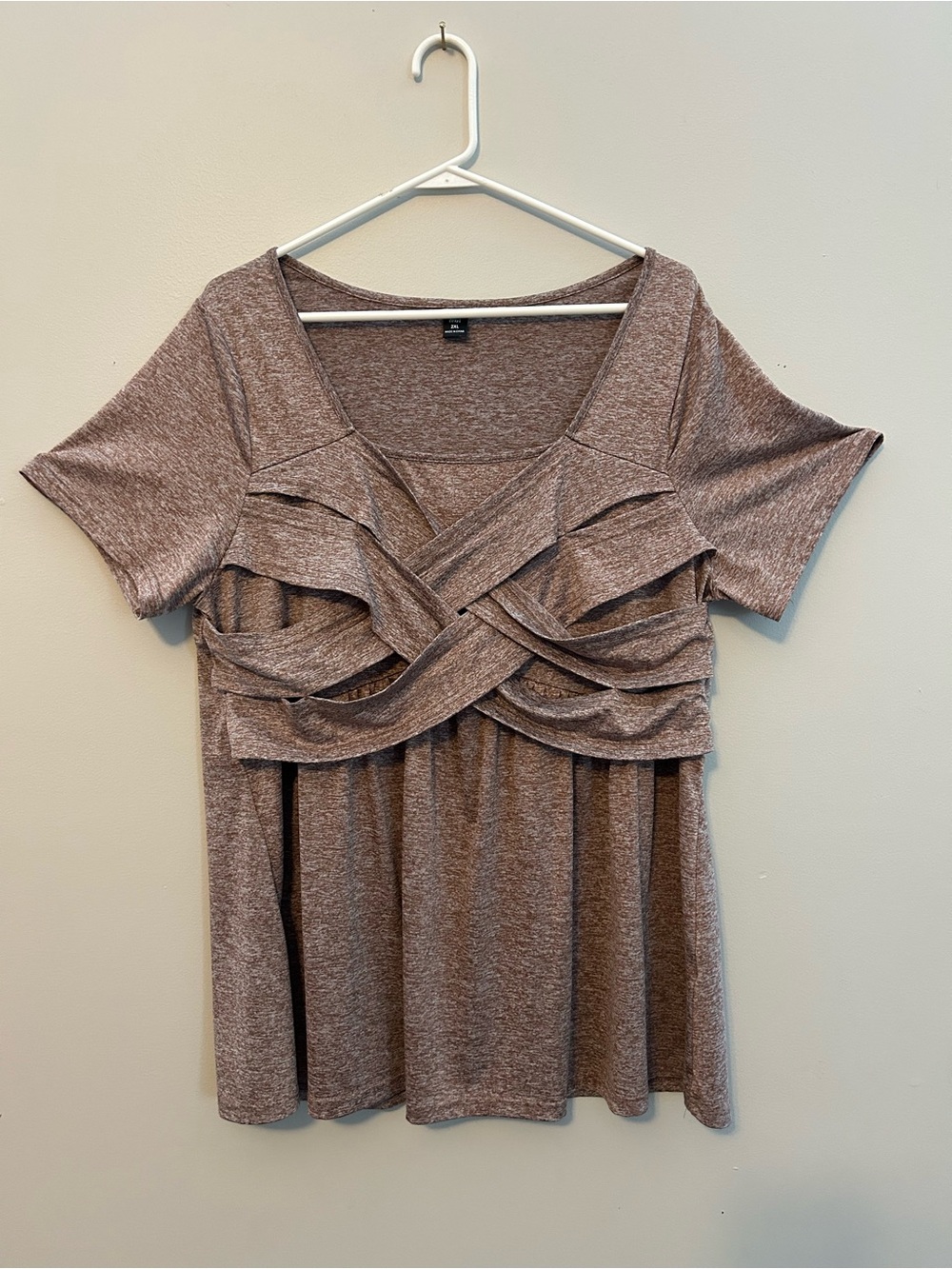 SHEIN Taupe Layered Knit Short-Sleeve Tunic